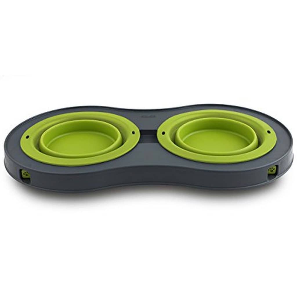 Popware Voerbak verhoogd dubbel klein groen 306861